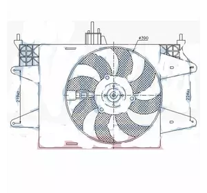 Вентилятор радиатора Fiat Doblo 1,6 BZ A/C (пр-во Denso) DS DER09082